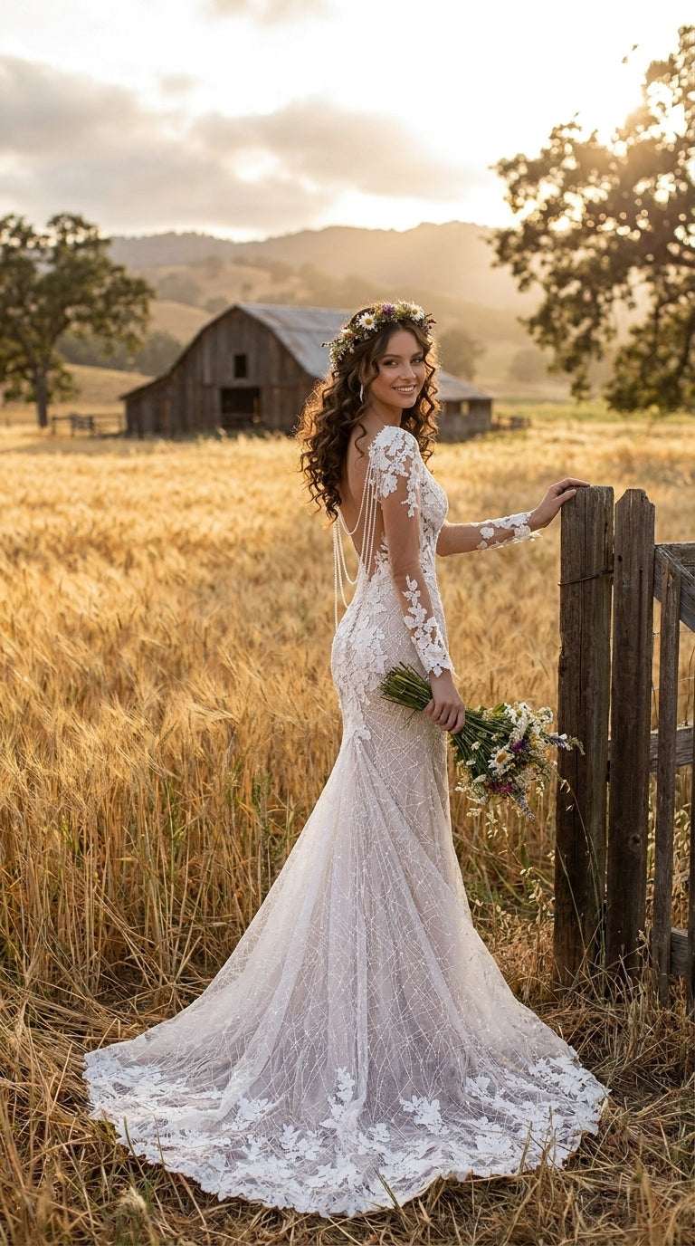 Robe de Mariée <br> Exquise Vintage en Tulle - Elia