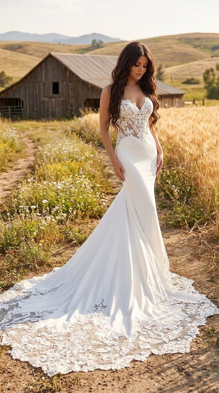 Robe de Mariée Sirène <br> En Satin - Jasmine