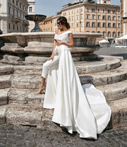 Combinaison de Mariée et Robe – Élégance en Satin - Stèphanie La robe parfaite