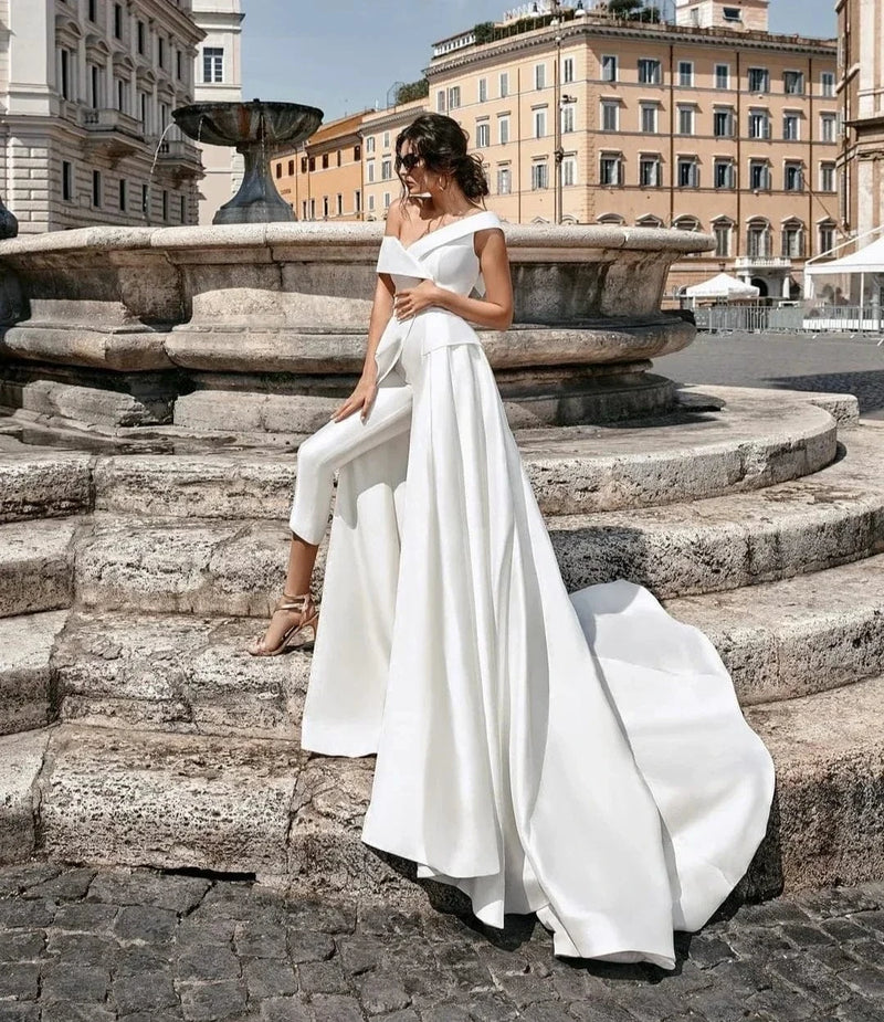 Combinaison de Mariée et Robe – Élégance en Satin - Stèphanie La robe parfaite