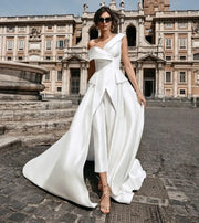 Combinaison de Mariée et Robe – Élégance en Satin - Stèphanie La robe parfaite