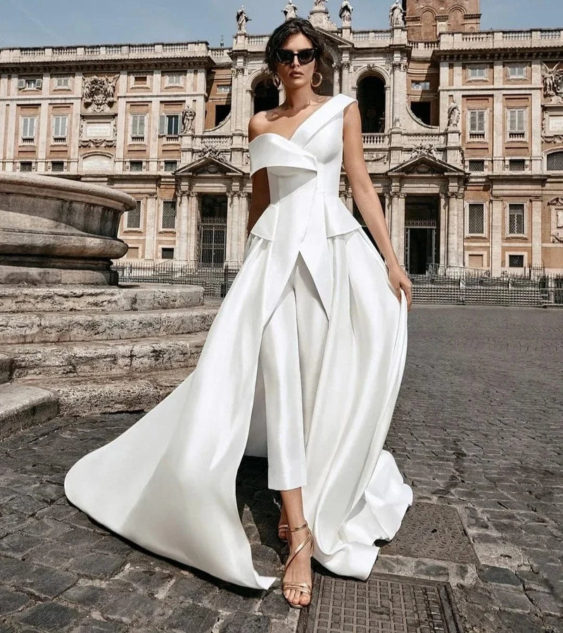 Combinaison de Mariée et Robe – Élégance en Satin - Stèphanie La robe parfaite