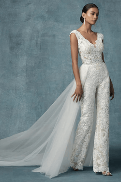 Combinaison de Mariée  – Organza Brodé et Tulle - Clarisse La robe parfaite