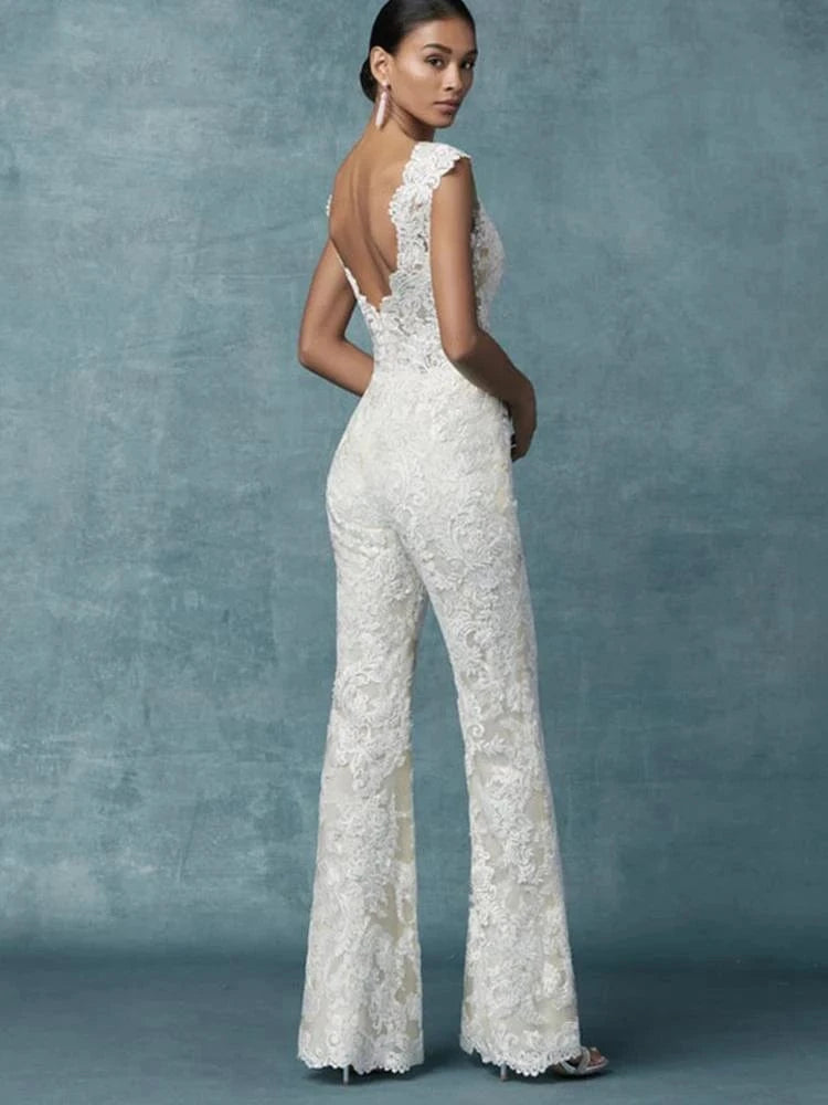 Combinaison de Mariée  – Organza Brodé et Tulle - Clarisse La robe parfaite