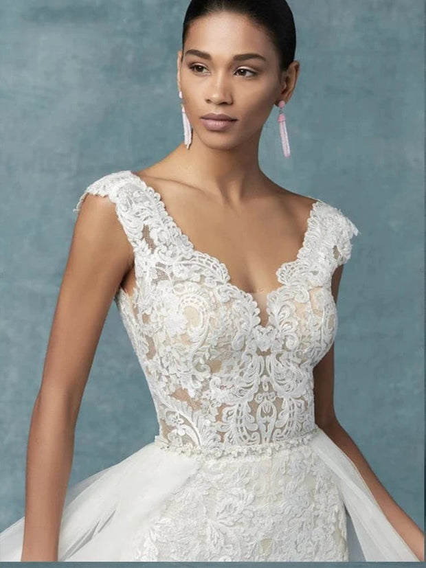 Combinaison de Mariée  – Organza Brodé et Tulle - Clarisse La robe parfaite