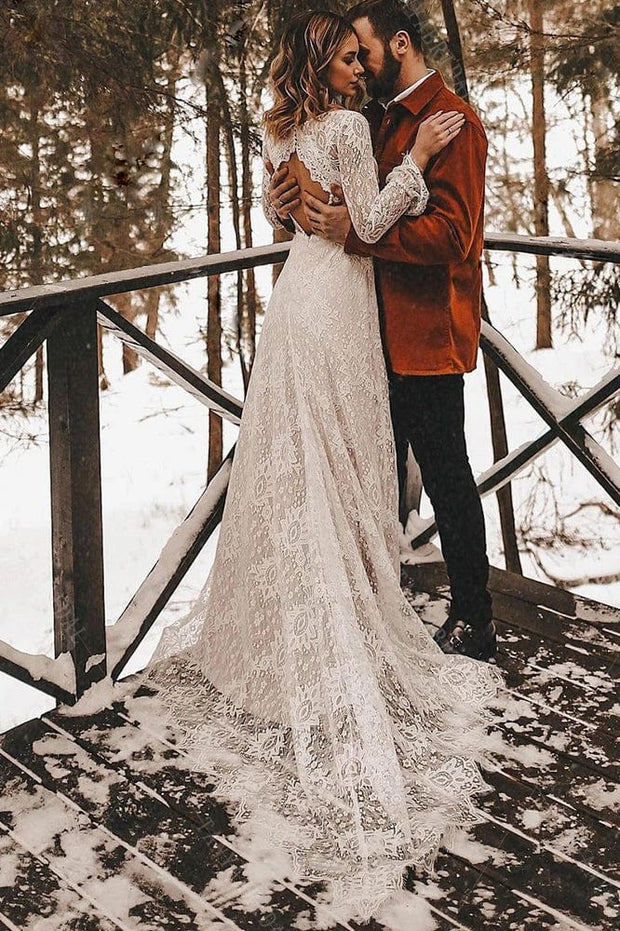 Robe de Mariée  <br> Hiver en Dentelle - Alba La robe parfaite