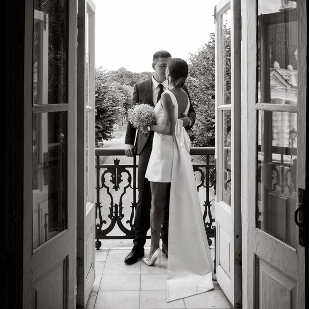 Robe de Mariée Courte – Élégance Satiné - Claire La robe parfaite